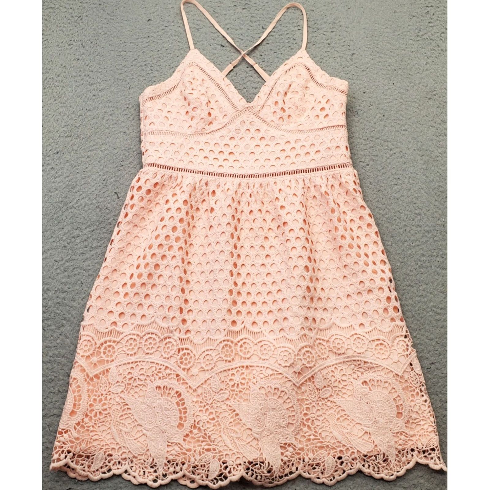 Abercrombie & Fitch Abercrombie & Fitch Dress Womens S Pink Eyelet Lined Coquette Adjustable Strap Size S / US 4 / IT 40 - 2 Thumbnail