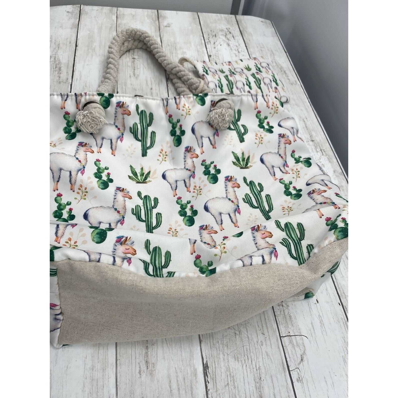 The Unbranded Brand Llama Cactus Beach Shoulder Tote Bag travel Shopping Purse Size ONE SIZE - 12 Thumbnail