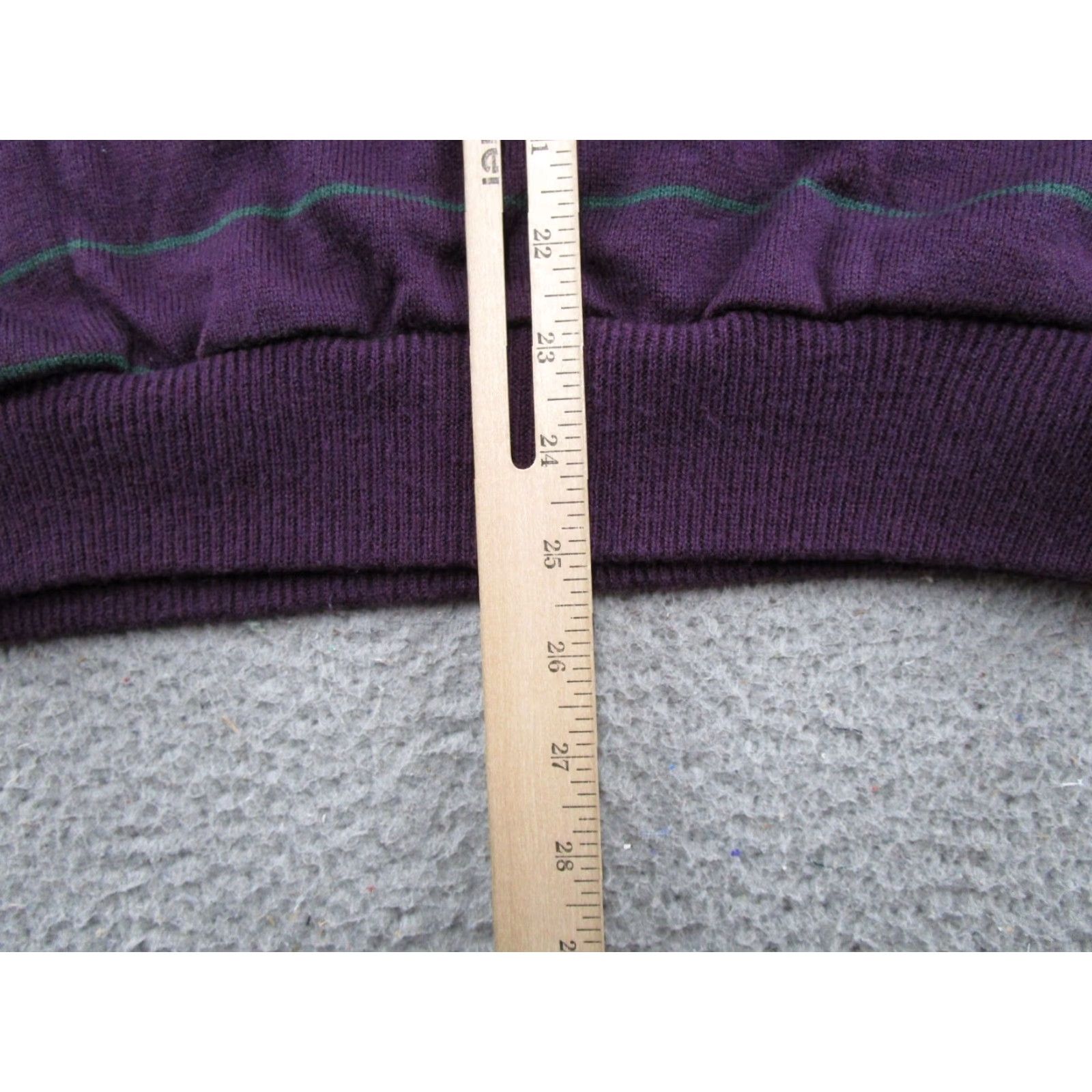Vintage Stats Sweater Mens Purple Striped Knit 1/4 Button Mock Neck Pullover L 90s VTG Casual Size US L / EU 52-54 / 3 - 6 Thumbnail