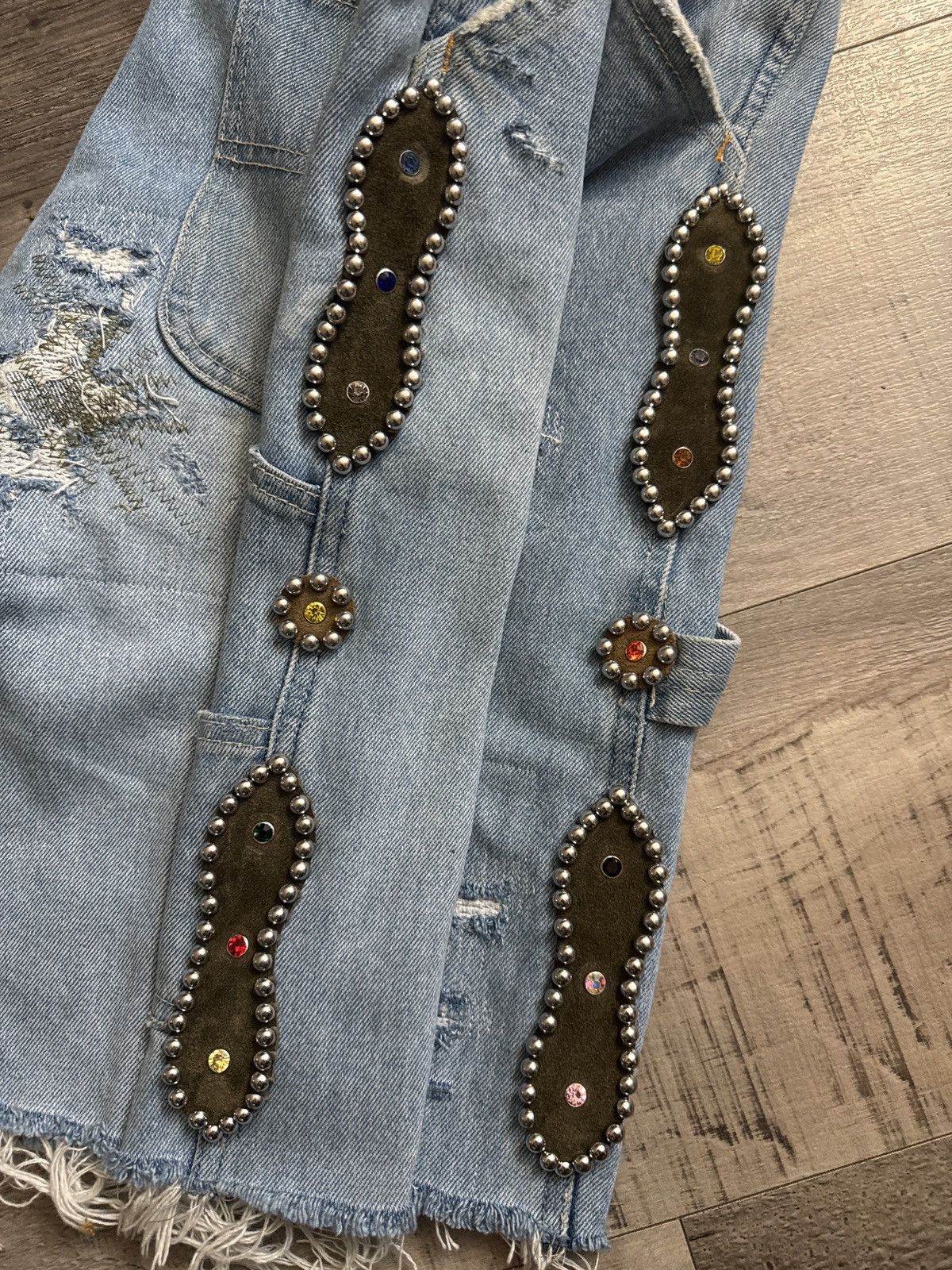 Japanese Brand Kapital Inspired Studded Work Shorts Size US 32 / EU 48 - 7 Thumbnail