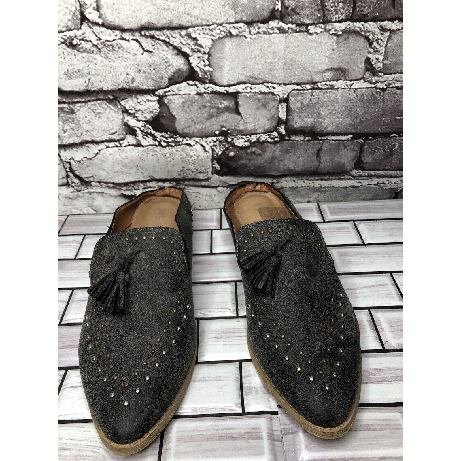 Other Mi.iM Suede Leather Studded Kiltie Loafer Slip On Mules Flat Size US 7.5 / IT 37.5 - 9 Thumbnail