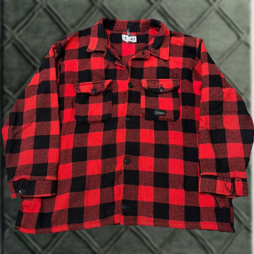 YOKE VINTAGE Codet Jacket Western Plaid Back Yoke Button Front XL Men Red Flannel 80s Size US XL / EU 56 / 4 - 1 Thumbnail