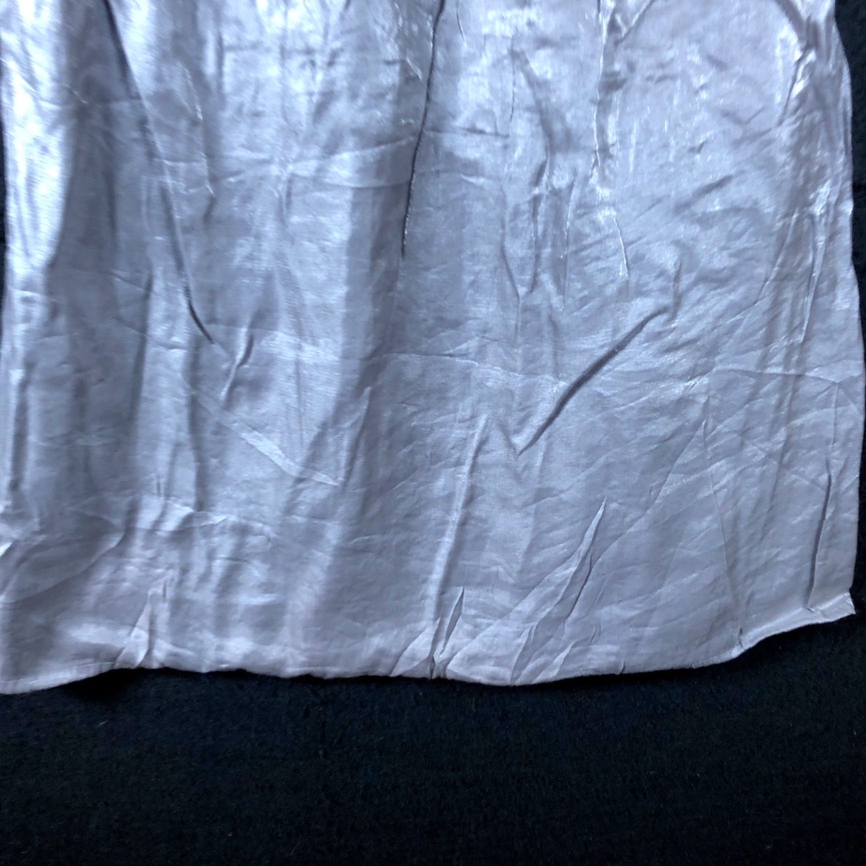 Ann Taylor Ann Taylor Womens Blouse Gray Metallic Crew Short Sleeve Pleated Front Tie 10 Size L / US 10 / IT 46 - 3 Thumbnail