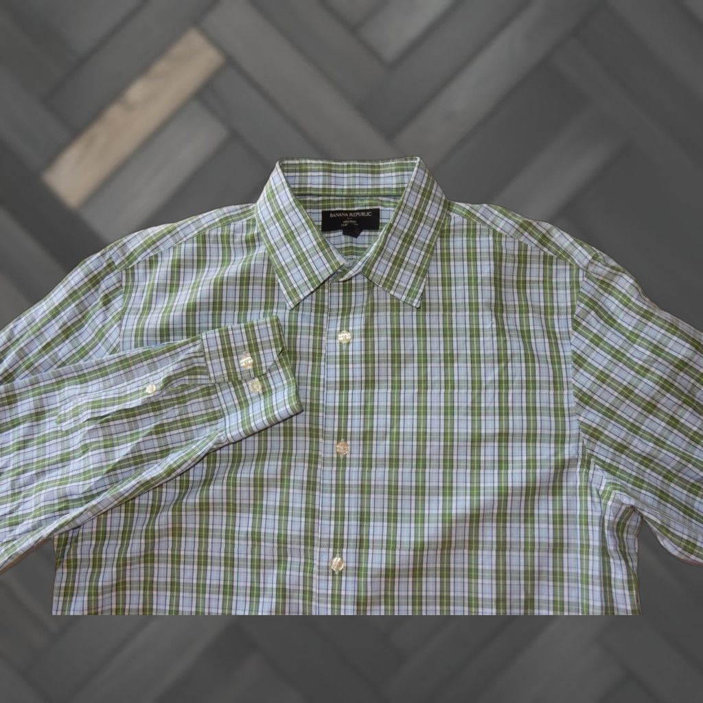Banana Republic Banana Republic Men's Plaid Long Sleeve Button-Up Shirt Blue M Size US M / EU 48-50 / 2 - 1 Thumbnail