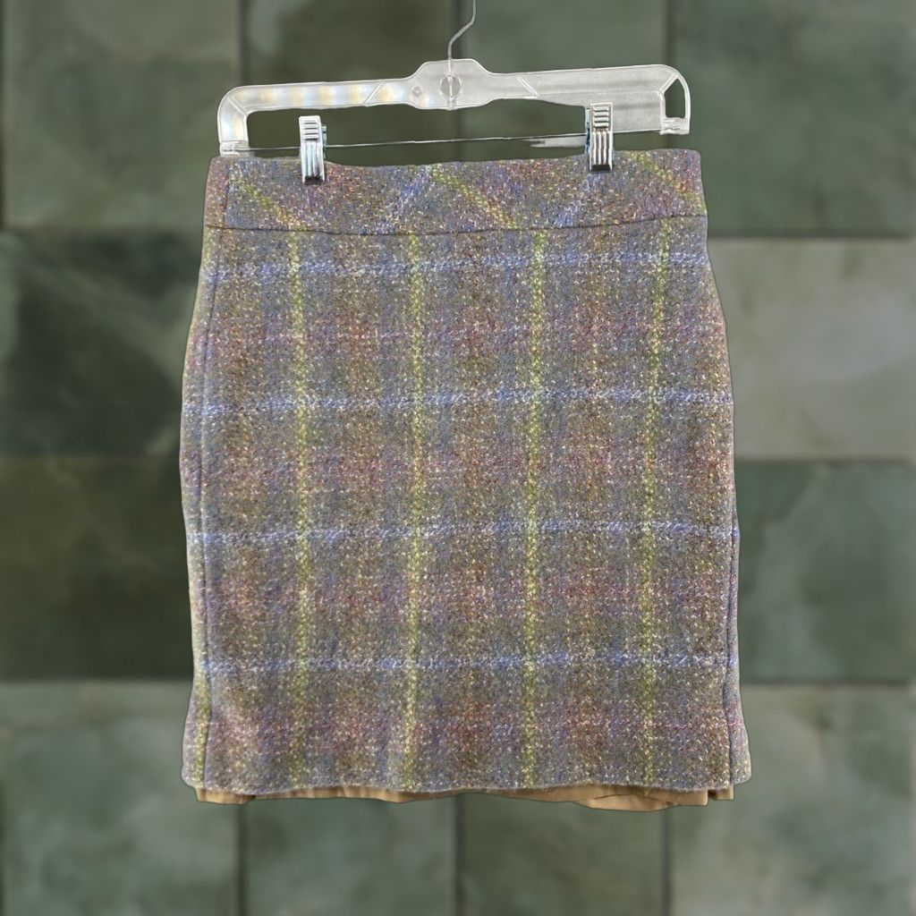 J.Crew J.CREW Wool Pencil Skirt 4 Multicolor Plaid Lined Straight 90s Preppy Womens Size 27" / US 4 / IT 40 - 1 Thumbnail