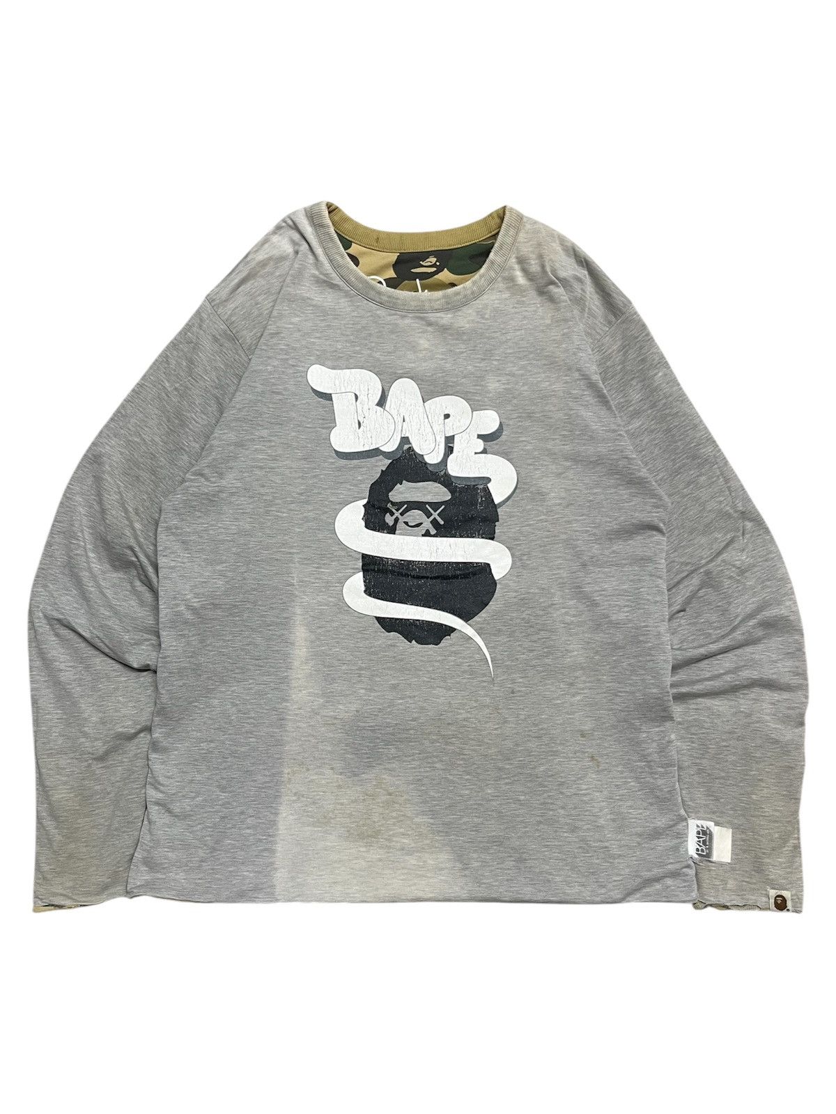 Bape × Kaws OG Bape x Kaws Camo Reversible L/S T-Shirt Distressed Size US M / EU 48-50 / 2 - 2 Thumbnail