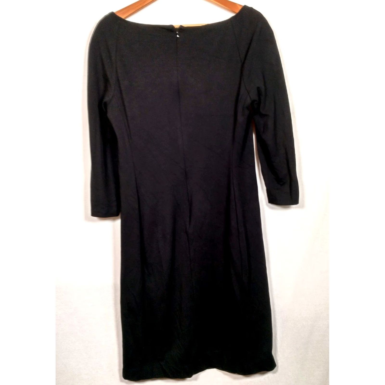 Ralph Lauren Lauren Ralph Lauren Dress Black Knee Length 14 Stretch Rayon Sheath 3/4 Sleeve Square Neck Back Zip Adult Womens Size XL / US 12-14 / IT 48-50 - 2 Thumbnail