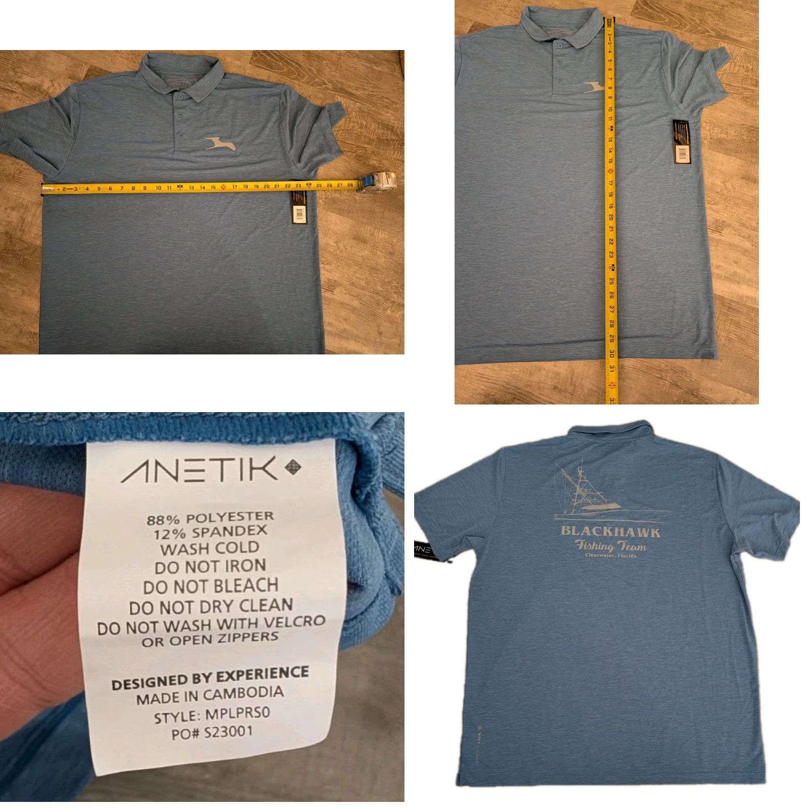 Vintage NWT Anetik Polo Shirt Mens 2XL Blue Performance UPF 30+ Vint Tech Read Size US XXL / EU 58 / 5 - 8 Thumbnail