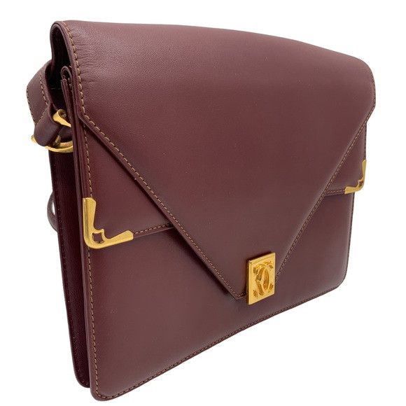 Cartier Vintage Flap Crossbody Shoulder Bag in Bordeaux