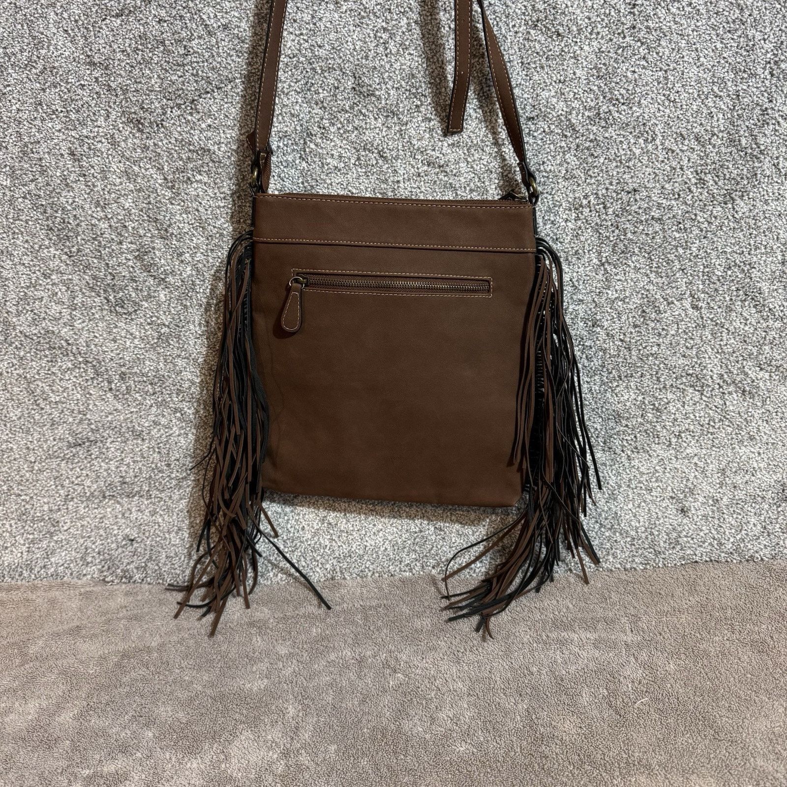 Other Fringe Crossbody Bag Boho Western Faux Suede Hippie Festival Size ONE SIZE - 4 Thumbnail