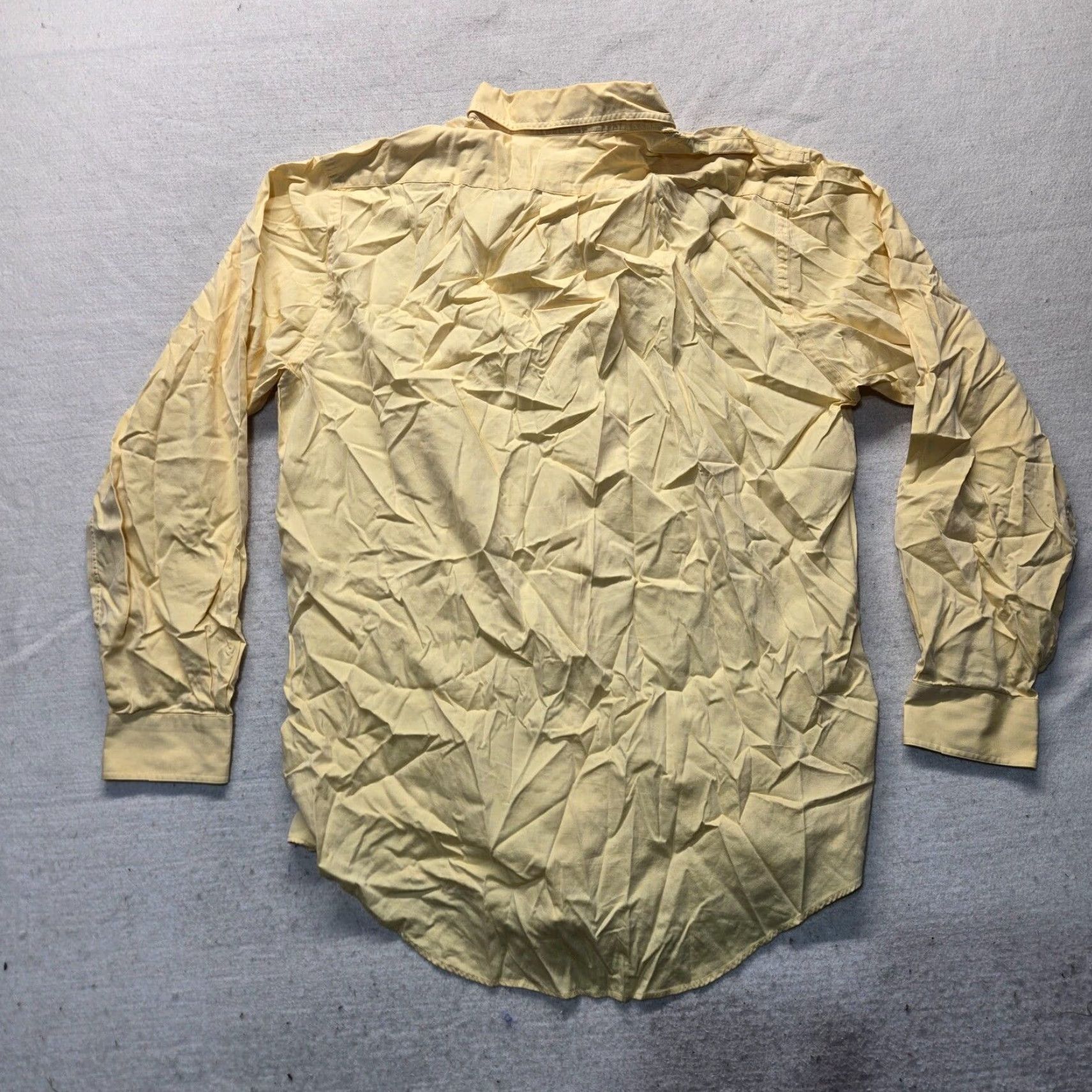Lands' End Lands' End Solid Yellow Button-Up Dress Shirt Long Sleeve Big & Tall Adult 17 37 Mens Size 46R - 7 Thumbnail