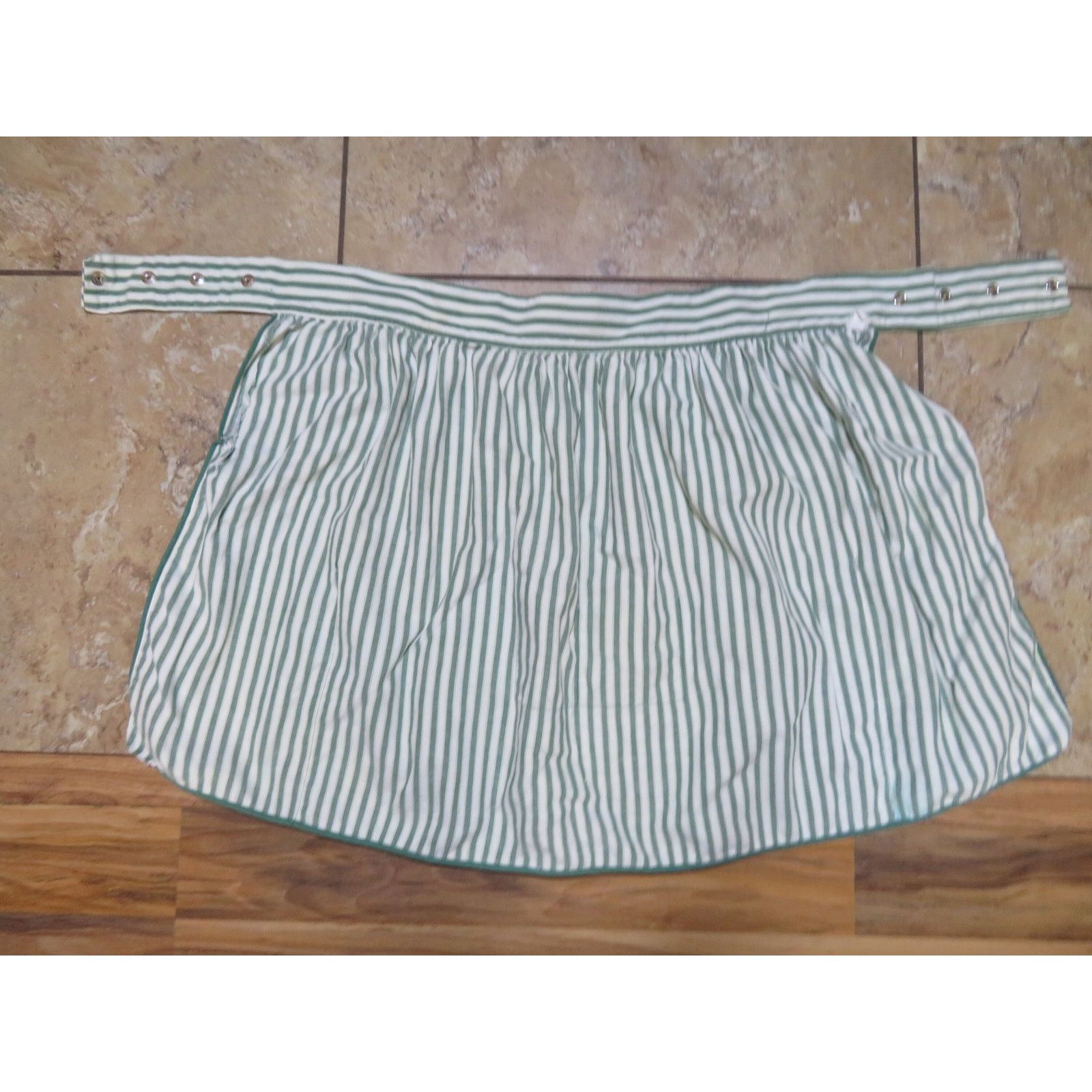 Other Kay Shannon Waitress Apron Green White Striped 1940s50s Size 28 - 2 Thumbnail