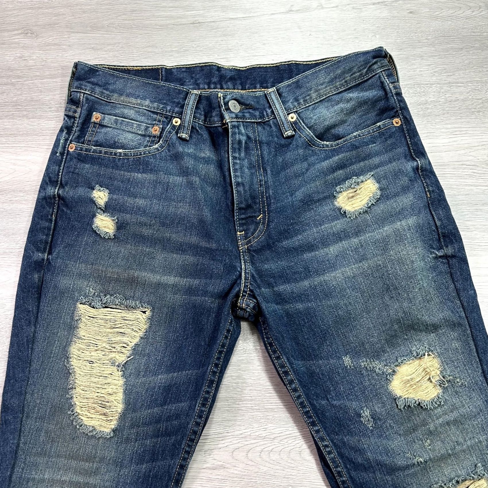 Levi's Levi's 511 Jeans Mens 33x26 Blue Distressed Slim Fit Denim Ripped Stretch Pants Jeans Size US 33 - 3 Thumbnail