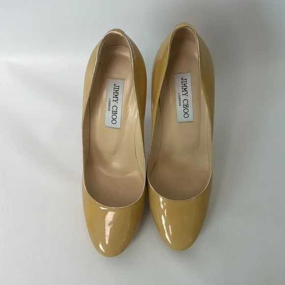 Jimmy Choo Jimmy Choo Mustard Yellow Patent Leather Alex Platform Pumps Size US 8 / IT 38 - 2 Thumbnail