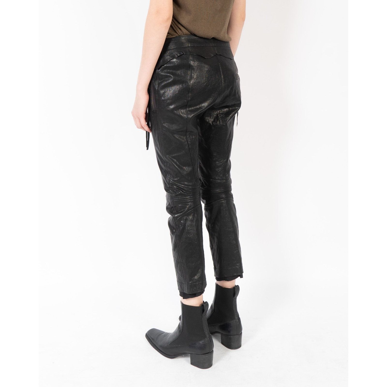 Haider Ackermann SS16 Distressed Waist Trousers in Black Leather Size 26" / US 2 / IT 38 - 4 Thumbnail