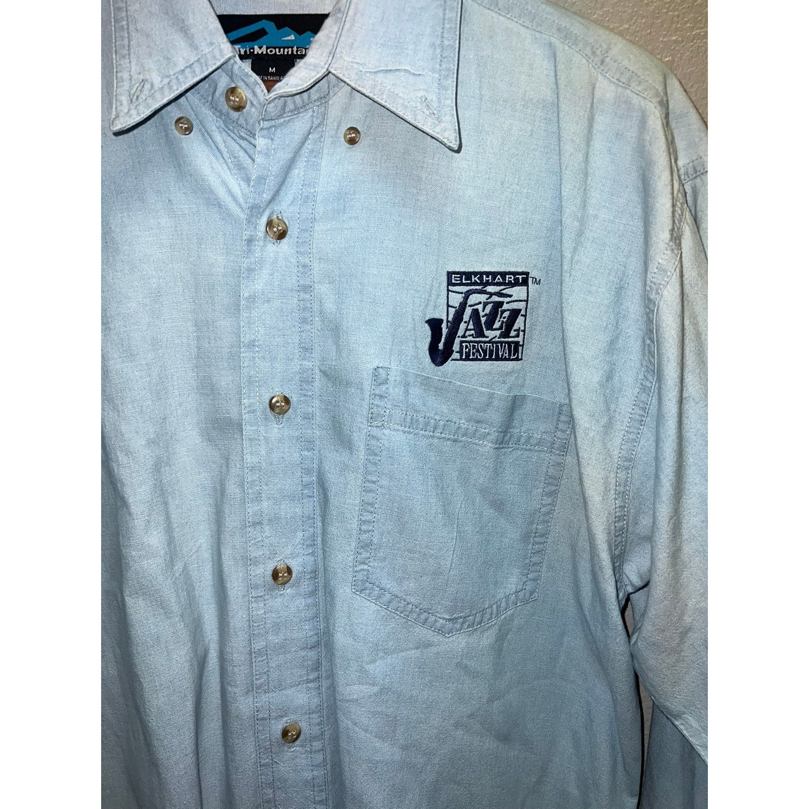 Vintage Vintage Jazz Button Up Shirt Denim Elkhart Festival Medium Size US M / EU 48-50 / 2 - 2 Thumbnail