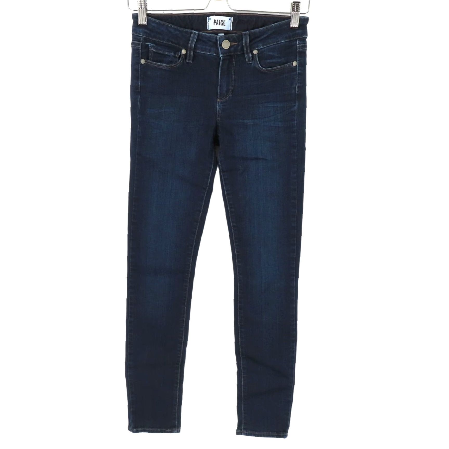 Paige Paige Skyline Jeans Womens 26 Skinny Solid Blue Dark Wash Denim Cotton Blend Size 26" / US 2 / IT 38 - 2 Thumbnail