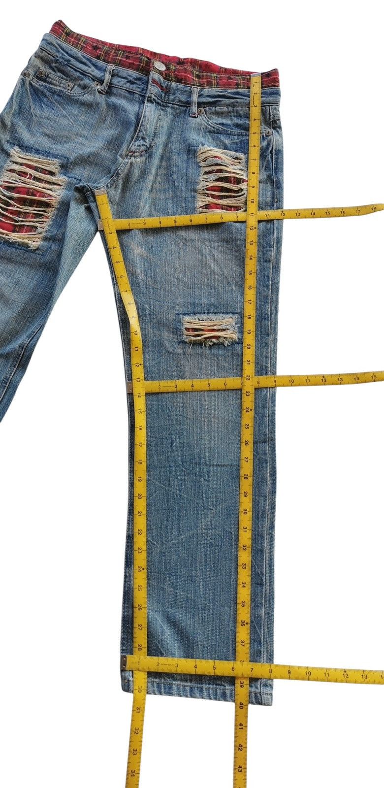 14th Addiction Double Waist Patches Statement Fashion Clawmark Jeans 32x30 Size US 32 / EU 48 - 9 Thumbnail