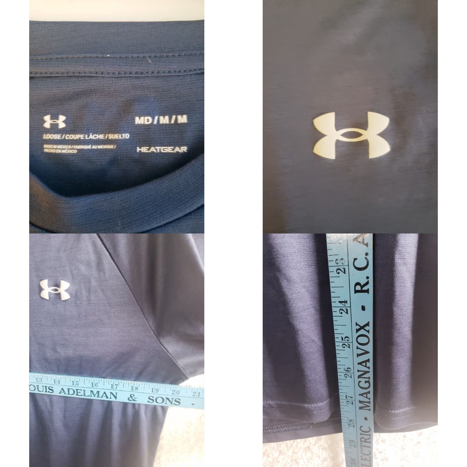 Under Armour UNDER ARMOUR HeatGear T-Shirt Navy Blue Short Sleeve Crew Neck Mens M Loose Fit Polyester Spandex UA Logo Basic Tee Men Size US M / EU 48-50 / 2 - 8 Thumbnail