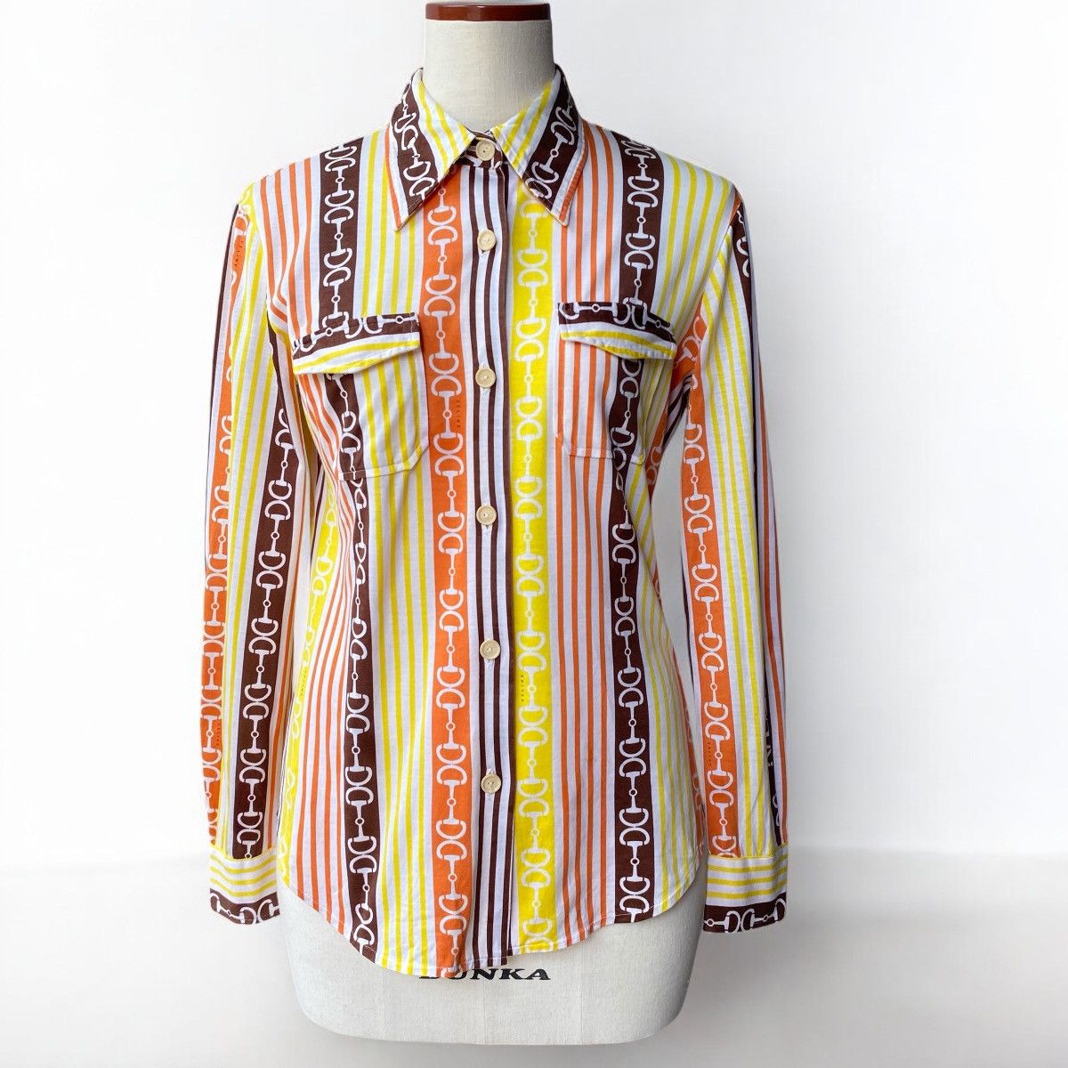 Celine CELINE etro Chain Stripe Button-Up Shirt Size XS / US 0-2 / IT 36-38 - 1 Thumbnail