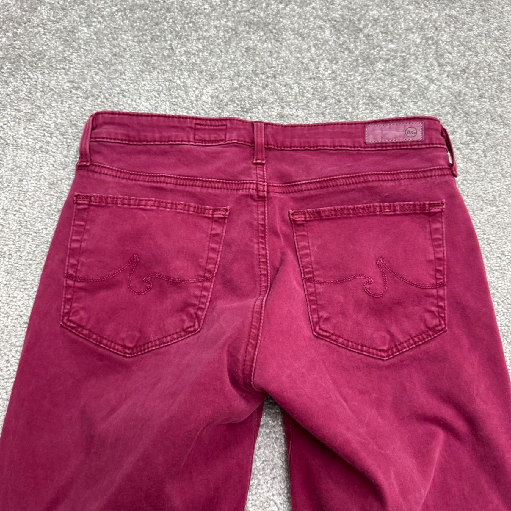 Denime AG Adriano Goldschmied The Prima Cigarette Leg Jeans Womens 26R Burgundy Denim Cigarette Leg Regular Stretch Pocket 5-Pocket Size 26" / US 2 / IT 38 - 3 Thumbnail