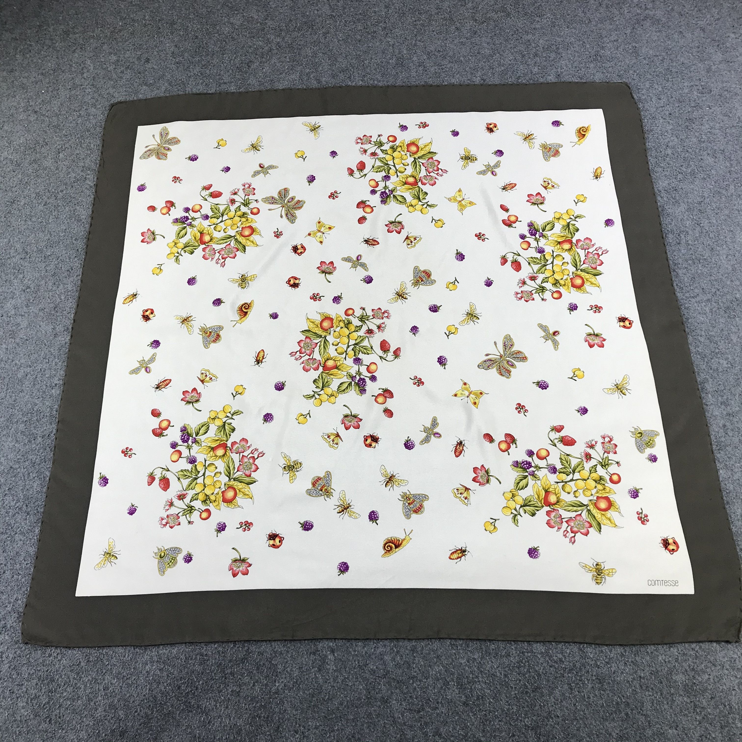 Vintage Comtasse made in Italy Floral Silk Scarf M46 Size ONE SIZE - 2 Thumbnail