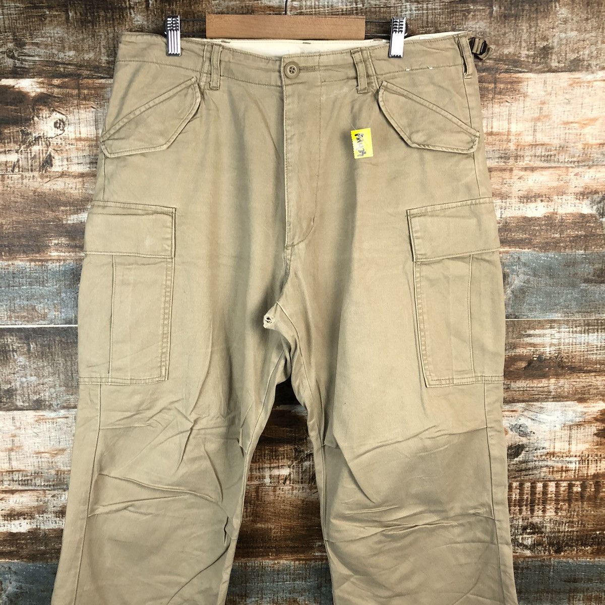 Japanese Brand Back Number Cream Cargo Multipocket Pants #A1423 Size US 33 - 5 Thumbnail