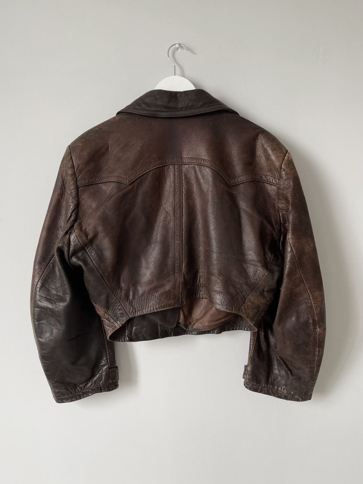 Vintage Vintage 1950's Germany Cowhide Leather Cropped Moto Jacket Size US L / EU 52-54 / 3 - 7 Thumbnail