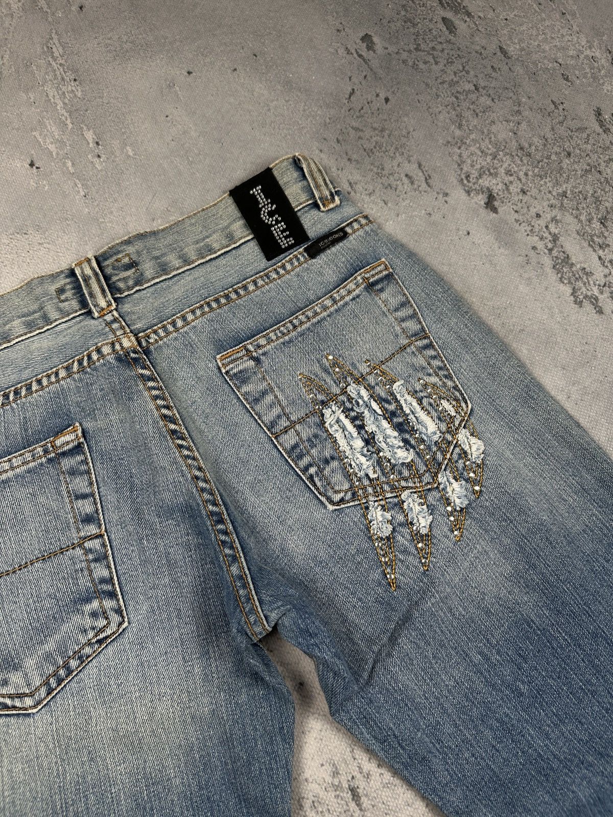 Iceberg Iceberg Distressed Rhinestone Y2K Archive Denim Jeans Italy Size 31" - 6 Thumbnail