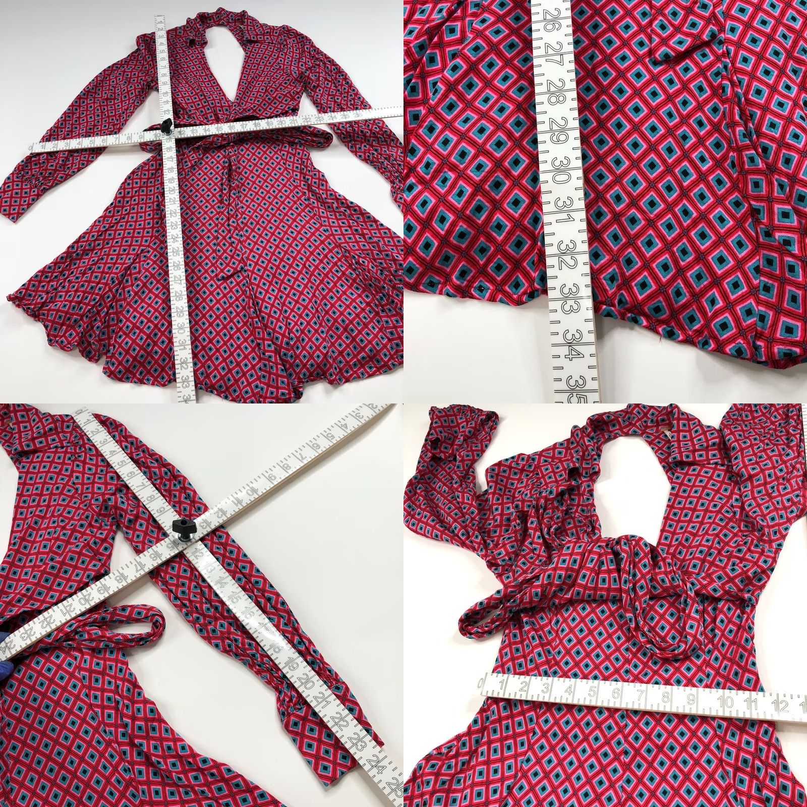 Free People Free People XS Dress Shirt Wrap Open Back Above Knee Pink Red MINT All Over Print Vintage No Size XS / US 0-2 / IT 36-38 - 8 Thumbnail