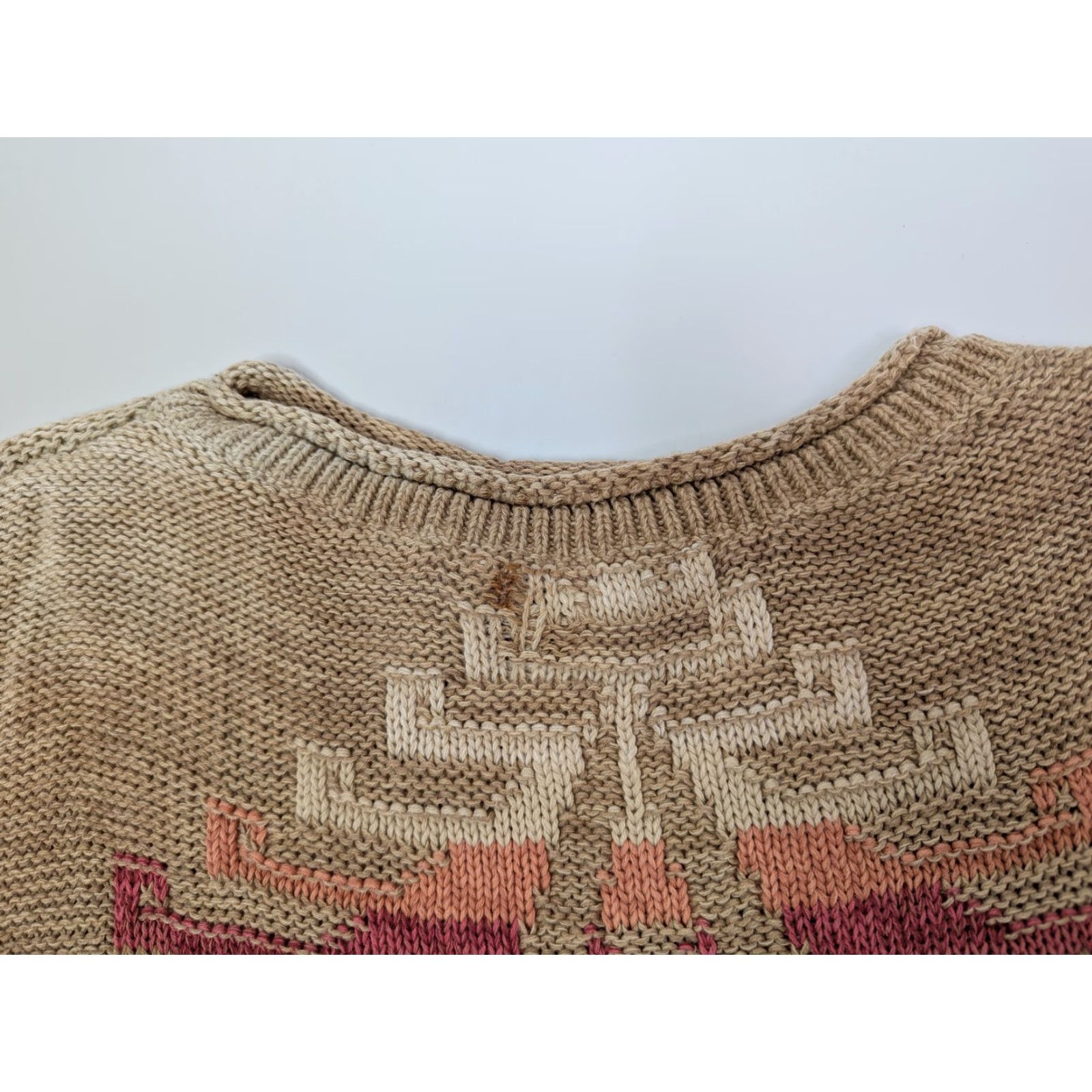 Ralph Lauren Lauren Ralph Lauren Southwest Aztec Tan Sweater Cotton Linen Blend Knit Size PM Size M / US 6-8 / IT 42-44 - 7 Thumbnail