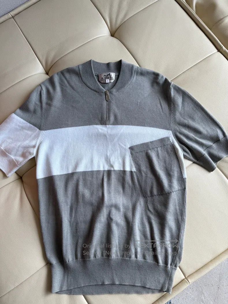Hermes Hermes Color-block knitted short-sleeve sweater, 85% cotto Size US S / EU 44-46 / 1 - 6 Thumbnail