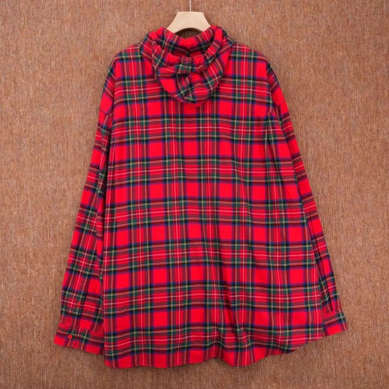 Balenciaga Balenciaga Red Plaid Hooded Shirt Jacket Loose Fit Men's Size US S / EU 44-46 / 1 - 2 Thumbnail
