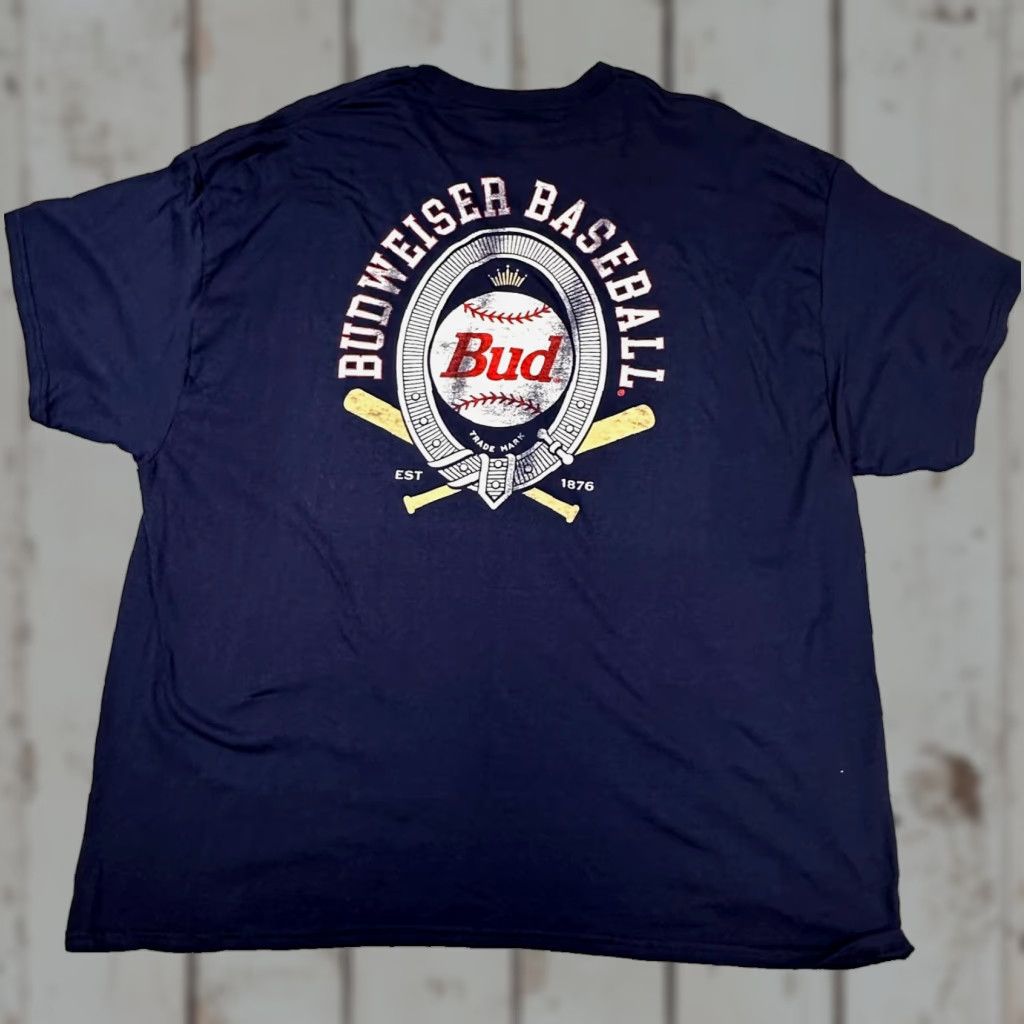 Budweiser Budweiser Baseball Mens T-Shirt 3XL Double-Sided Cotton Multicolor Logo Graphic NY? Size US XXL / EU 58 / 5 - 1 Thumbnail