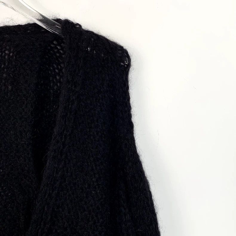 Loewe Loewe Black horsehair V-neck single row knit cardigan coat Size S / US 4 / IT 40 - 3 Thumbnail