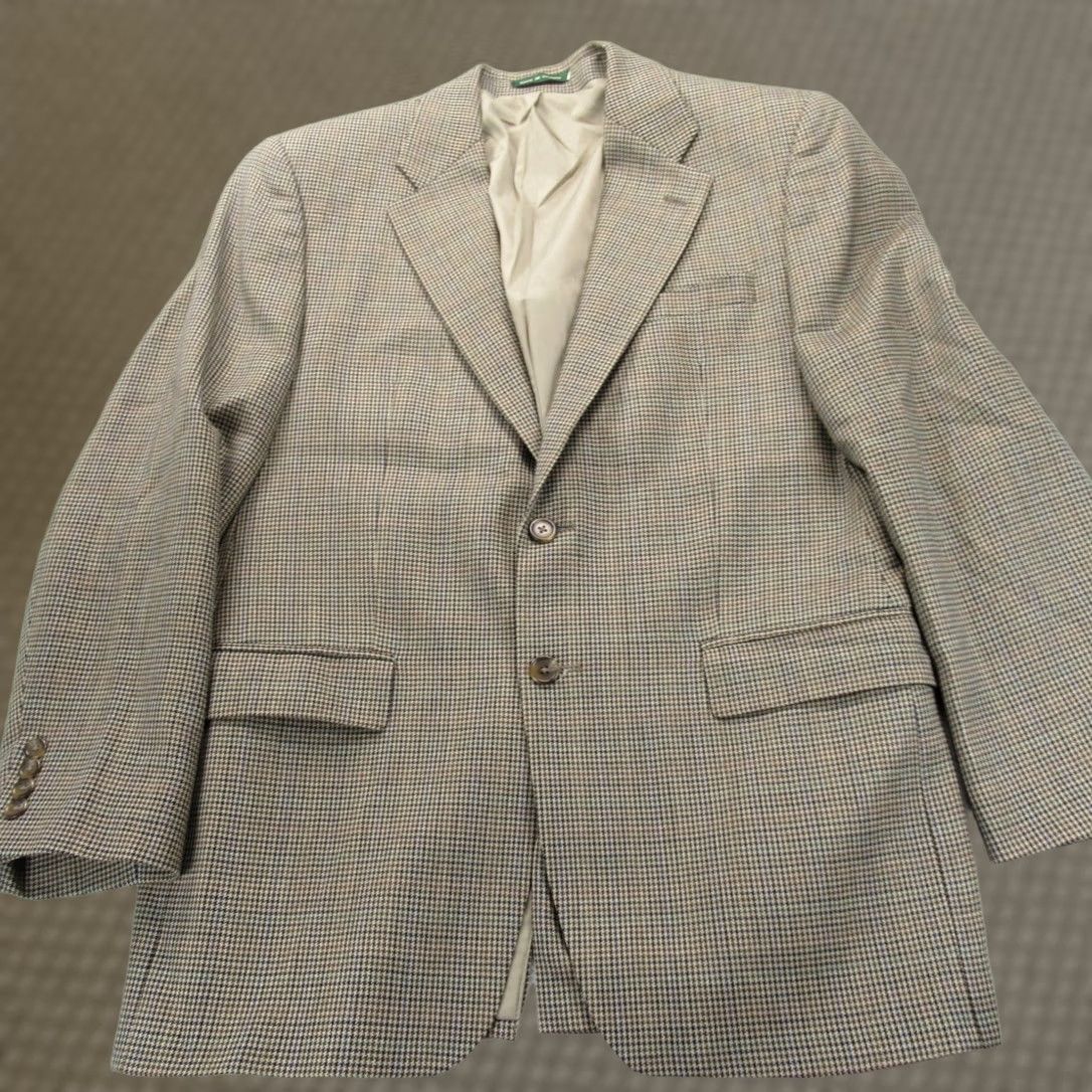 Ralph Lauren Lauren Ralph Lauren Wool Blazer Mens 40R Brown Houndstooth 2 Button Single Vent Blazer Size 40R - 1 Thumbnail