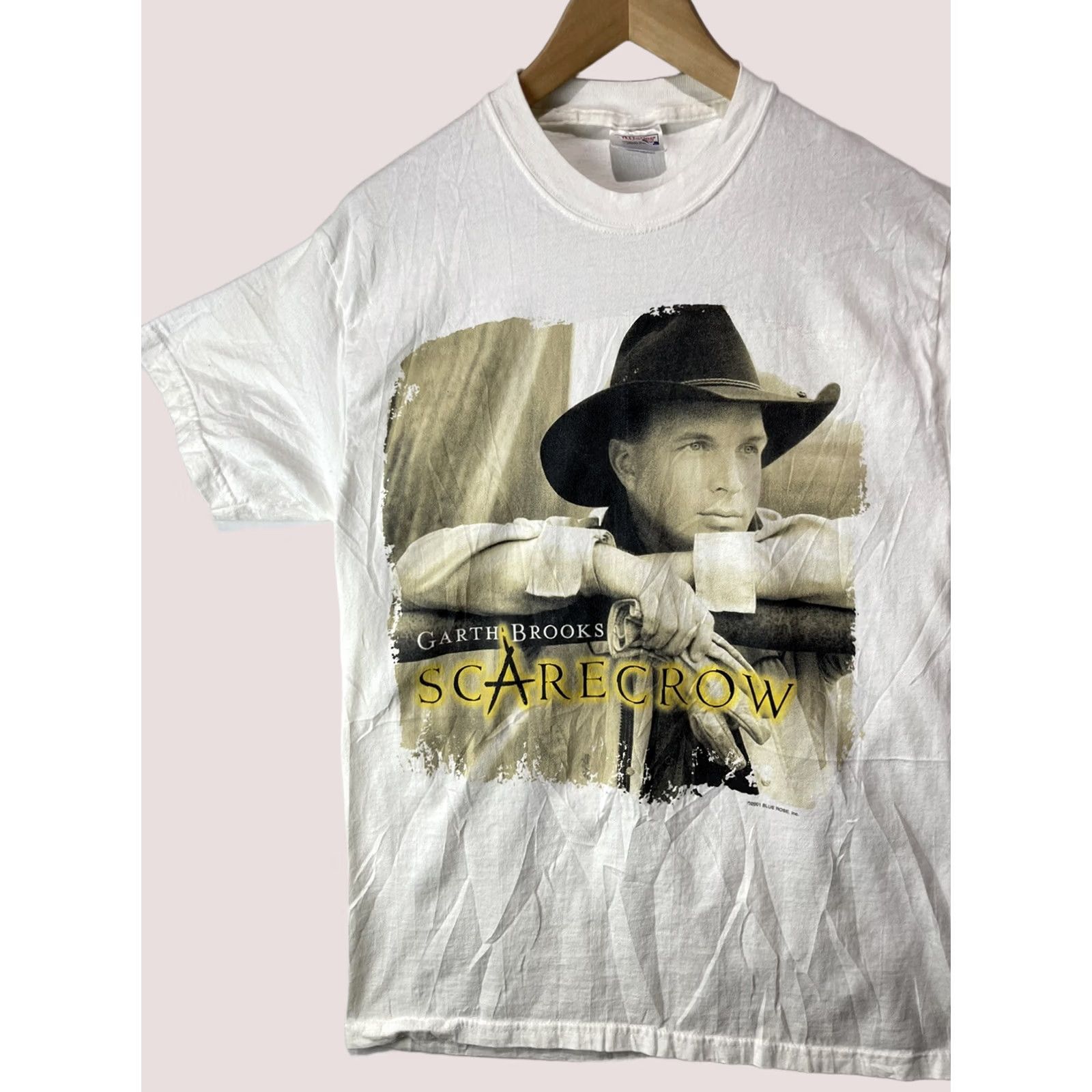 Hanes VINTAGE Garth Brooks Shirt Mens Medium Scarecrow Single Stitch Y2K Cowboy Country Music Hanes Cotton White Crew Neck Graphic Print T-Shirt Mens Size US M / EU 48-50 / 2 - 1 Thumbnail