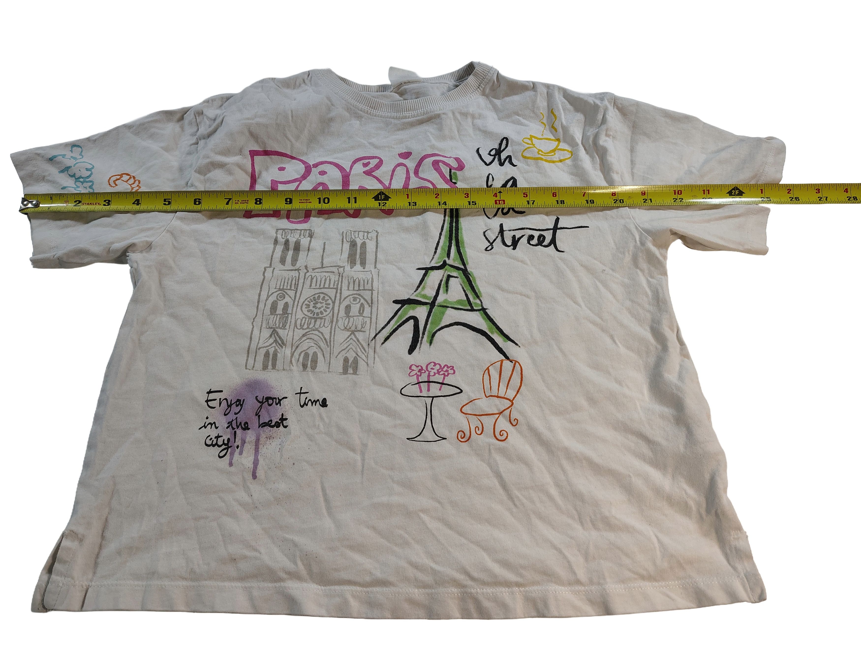 Zara Women's White Zara Paris Themed Graphic Shirt Size 11-12 Size L / US 10 / IT 46 - 3 Thumbnail