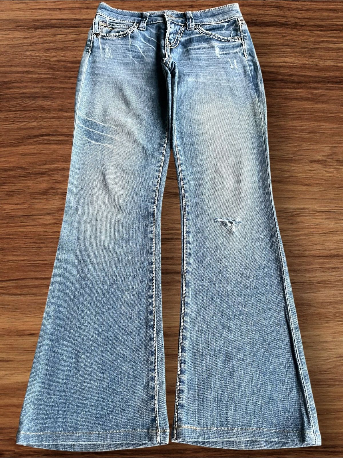Hysteric Glamour Vintage Y2K Japanese Brand Blue Washed Low Rise Flare Jeans Size 26" / US 2 / IT 38 - 1 Thumbnail