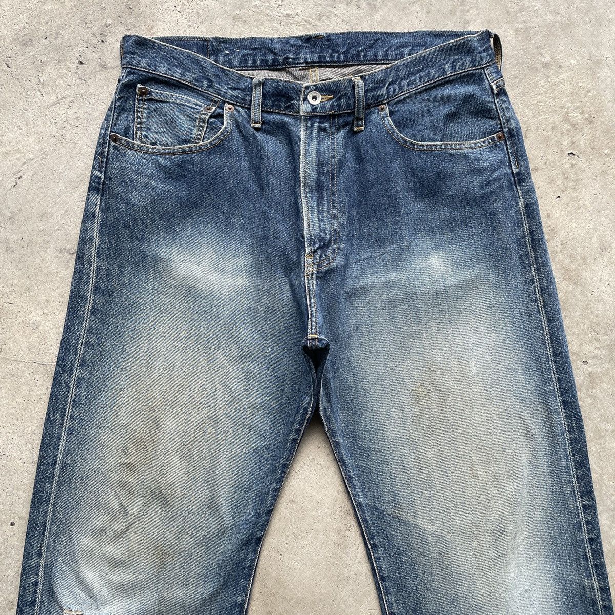 Japanese Brand × Jean × Vintage Vintage Japanese Faded Baggy Jeans Distressed Denim Pants Size US 35 - 3 Thumbnail