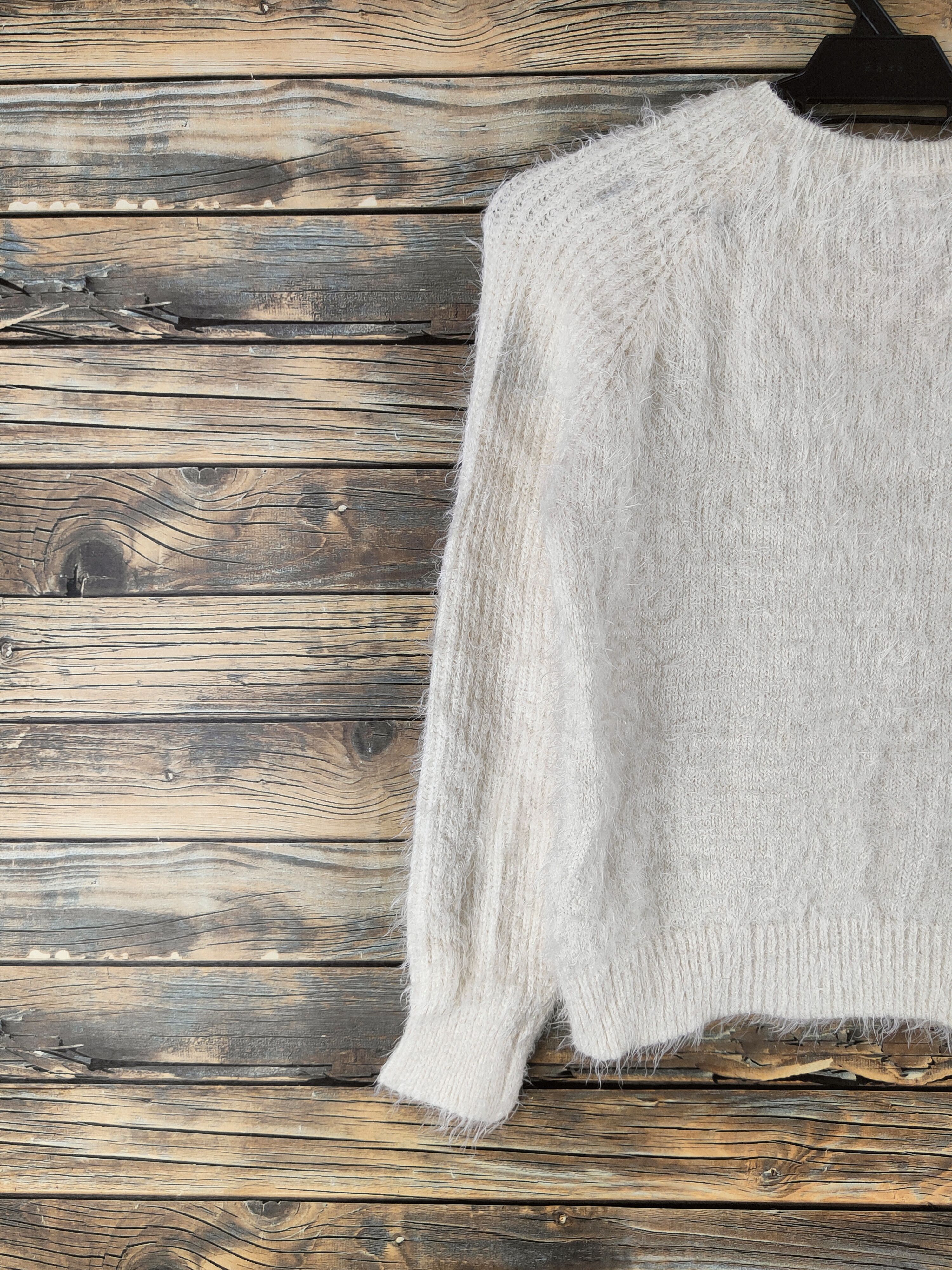 Japanese Brand DL Ingni Cream Fur Mohair Knitwear #46-541 Size M / US 6-8 / IT 42-44 - 8 Thumbnail