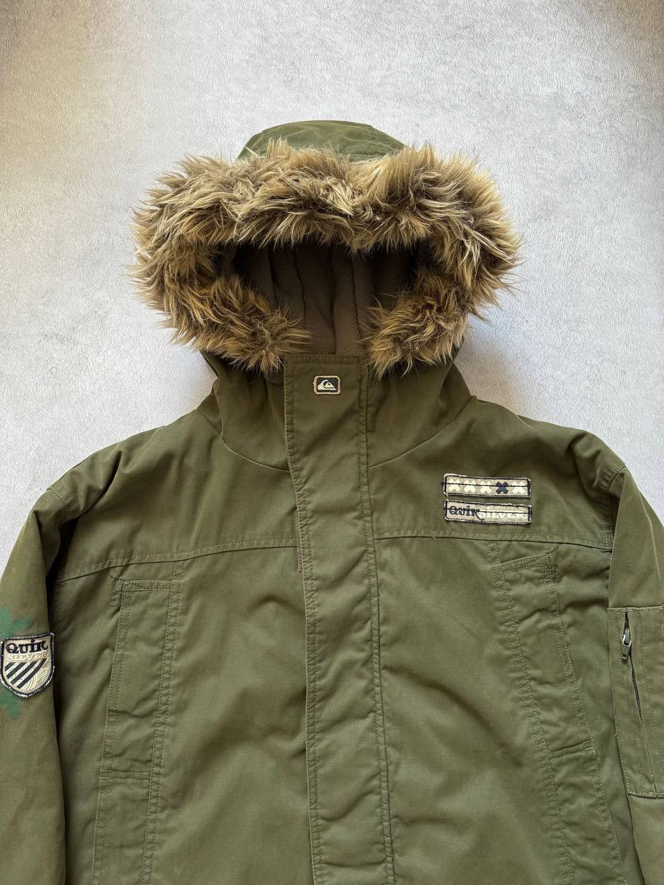 Quiksilver Vintage Quiksilver Olive Green Parka Jacket Fur Hood Size US XL / EU 56 / 4 - 2 Thumbnail