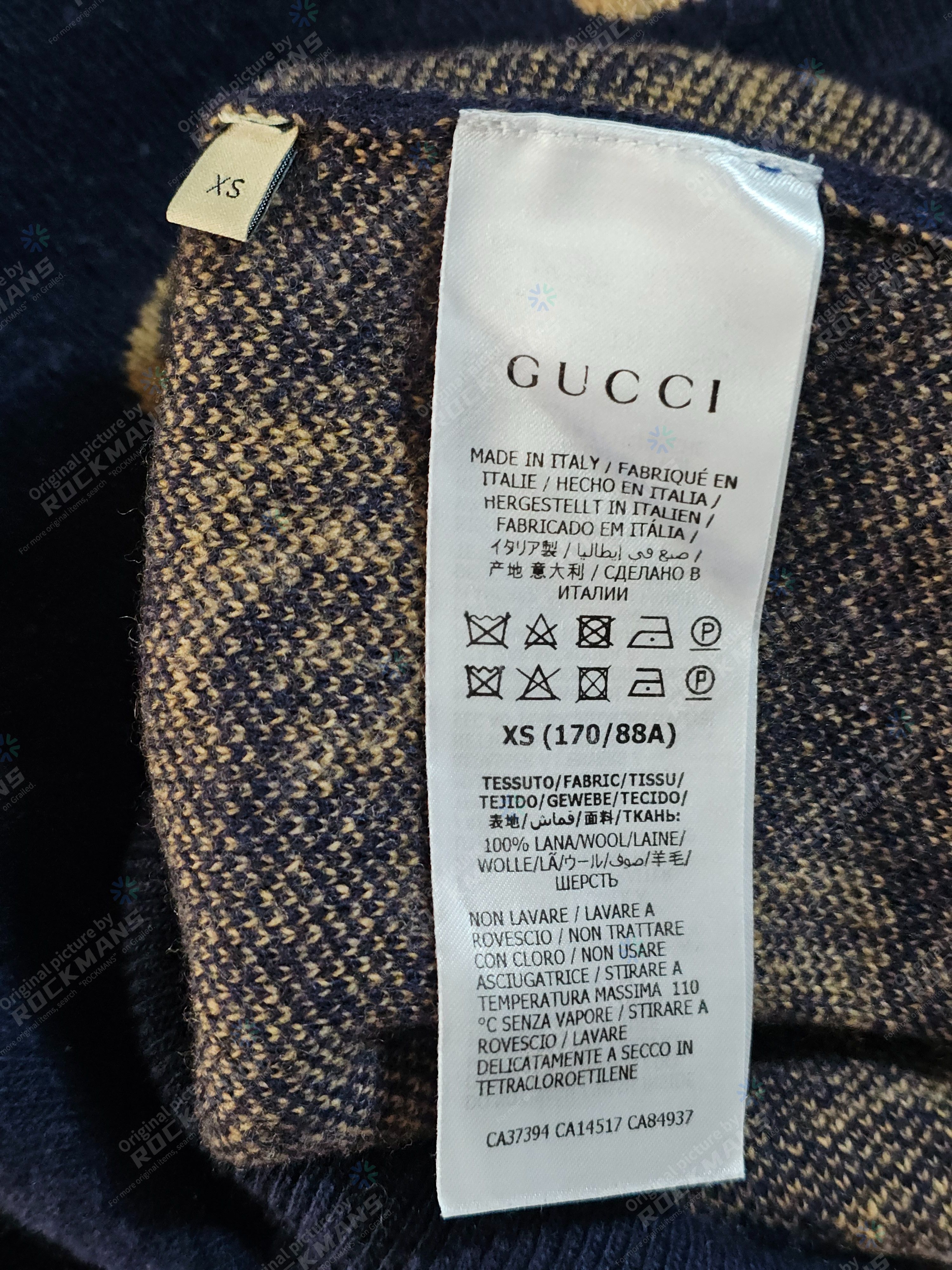 Gucci Gucci Unisex V-Neck Jacquard GG Wool Sweater XS like S/M Size US XS / EU 42 / 0 - 6 Thumbnail