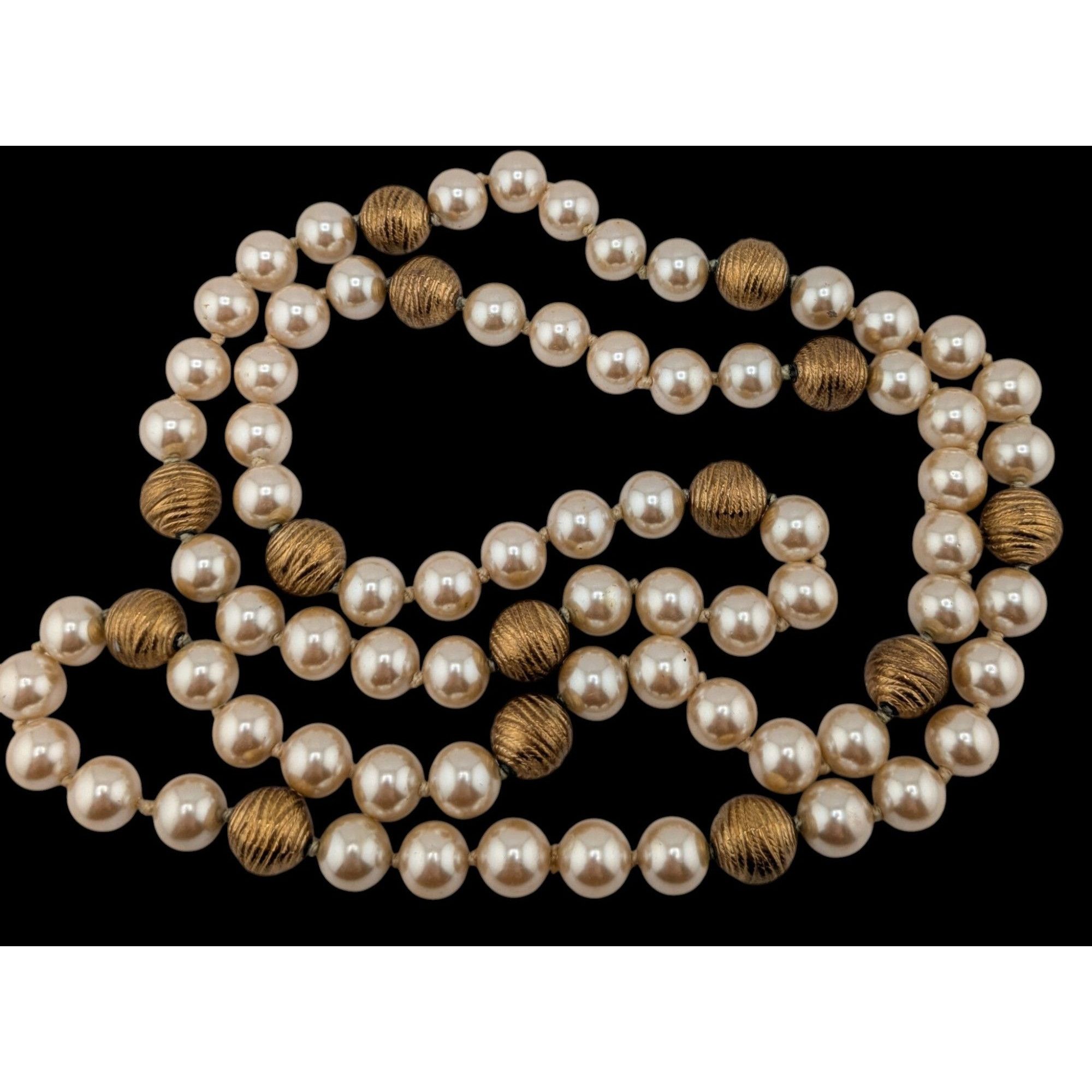 Other Vintage Glam Glass Pearl Necklace With Gold-Tone Accents Size ONE SIZE - 1 Thumbnail