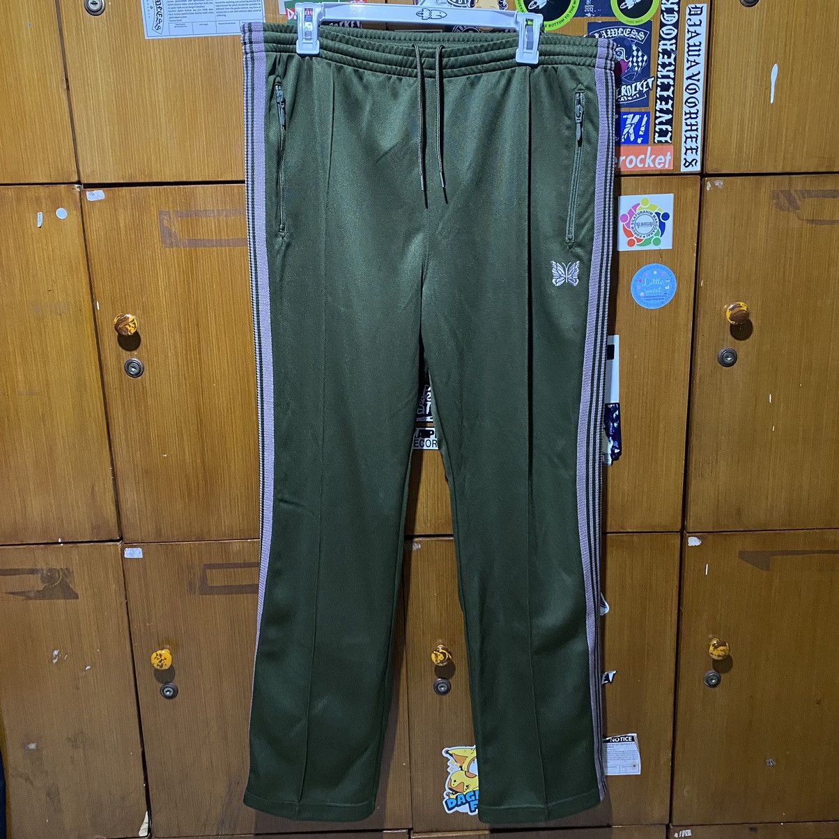 image of Needles Japan Green Olive Track Pant, Men's (Size 36)