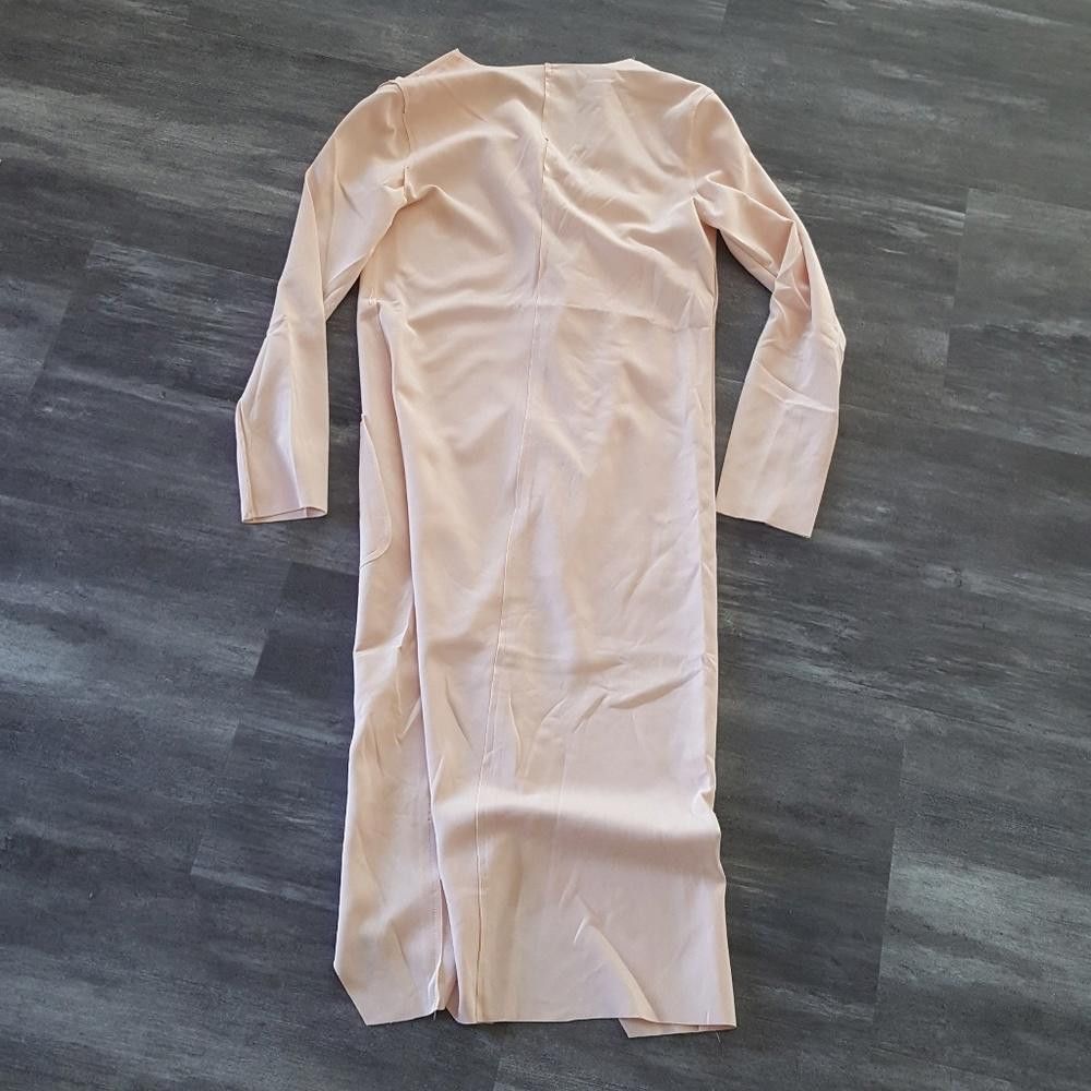 Designer Cream Pocket Detailed Long Dressy Duster Size M / US 6-8 / IT 42-44 - 4 Thumbnail