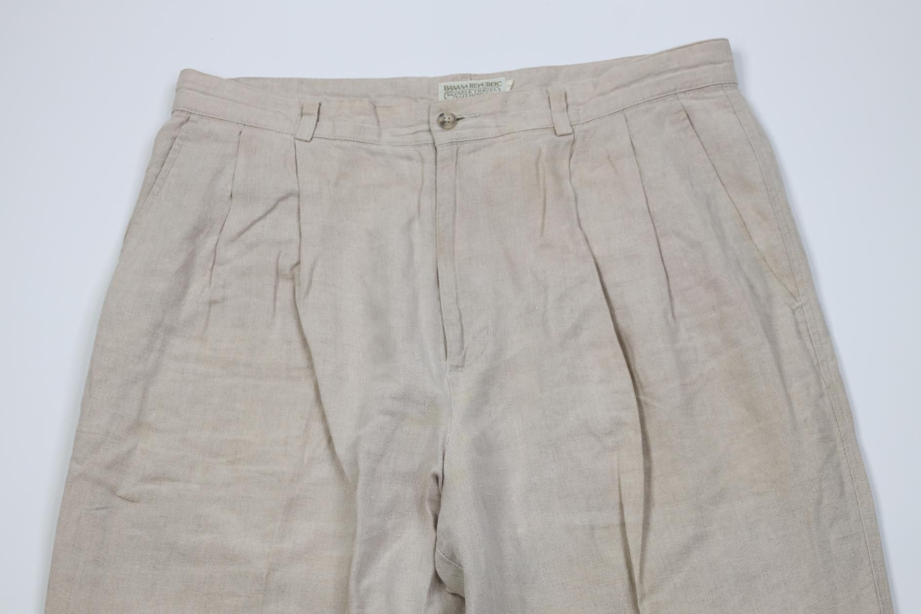 Banana Republic Vintage 90s Banana Republic Safari Linen Wide Leg Pants Size US 36 / EU 52 - 2 Thumbnail