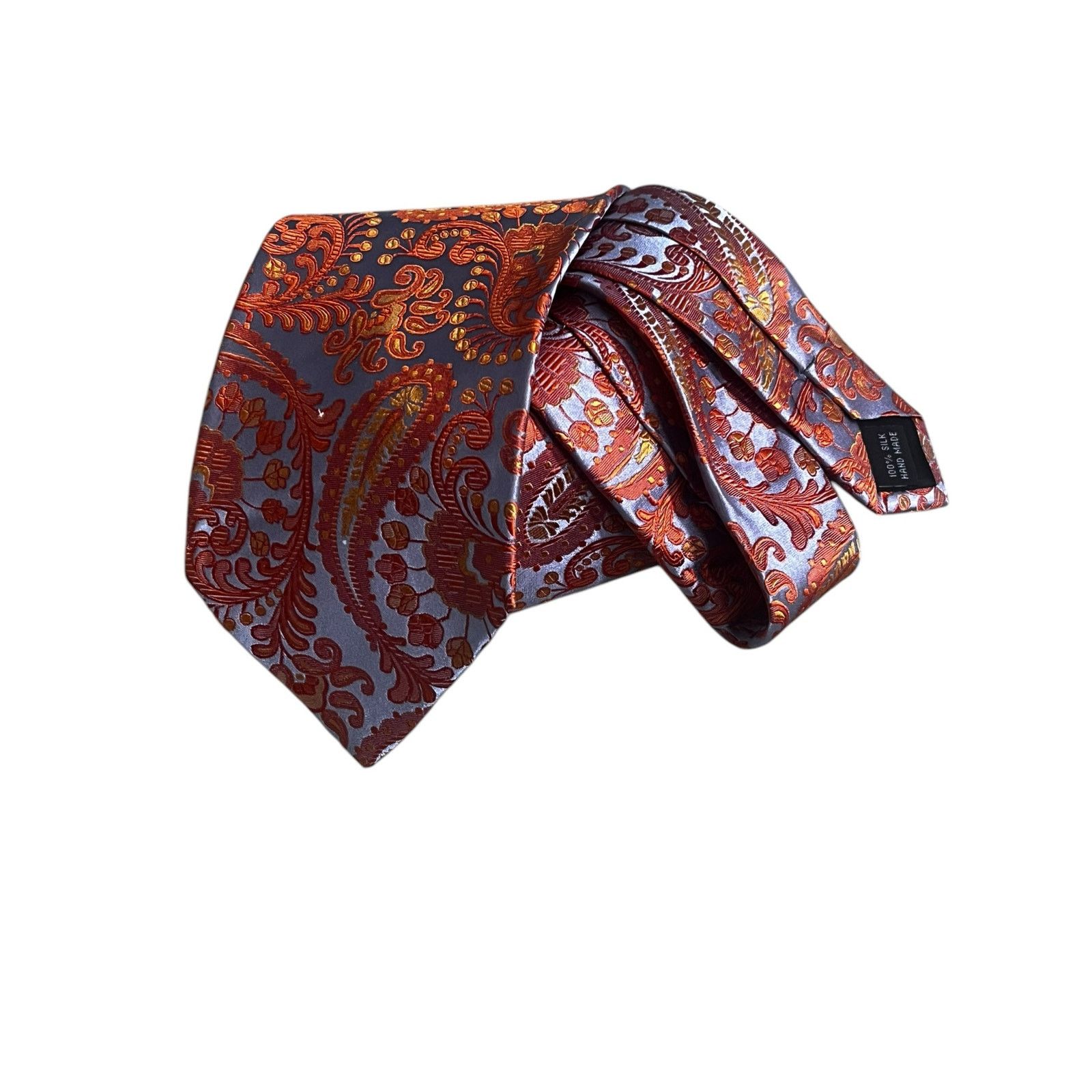 Other Massimo Ferre Paisley Blue Orange 100% Silk Hand Made Tie. Size ONE SIZE - 1 Thumbnail