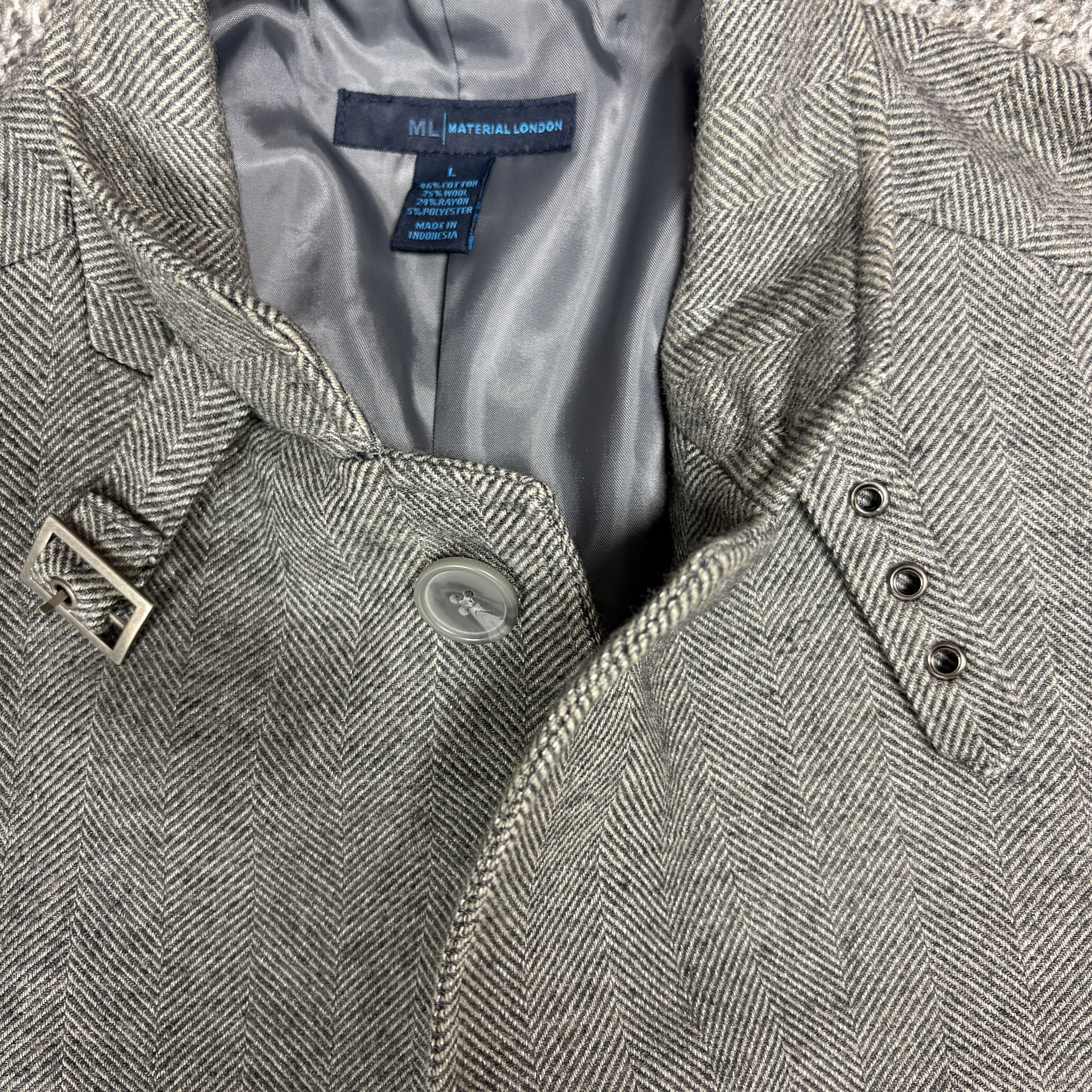 Other Material London Grey Herringbone Long Coat, Size L Size US L / EU 52-54 / 3 - 4 Thumbnail