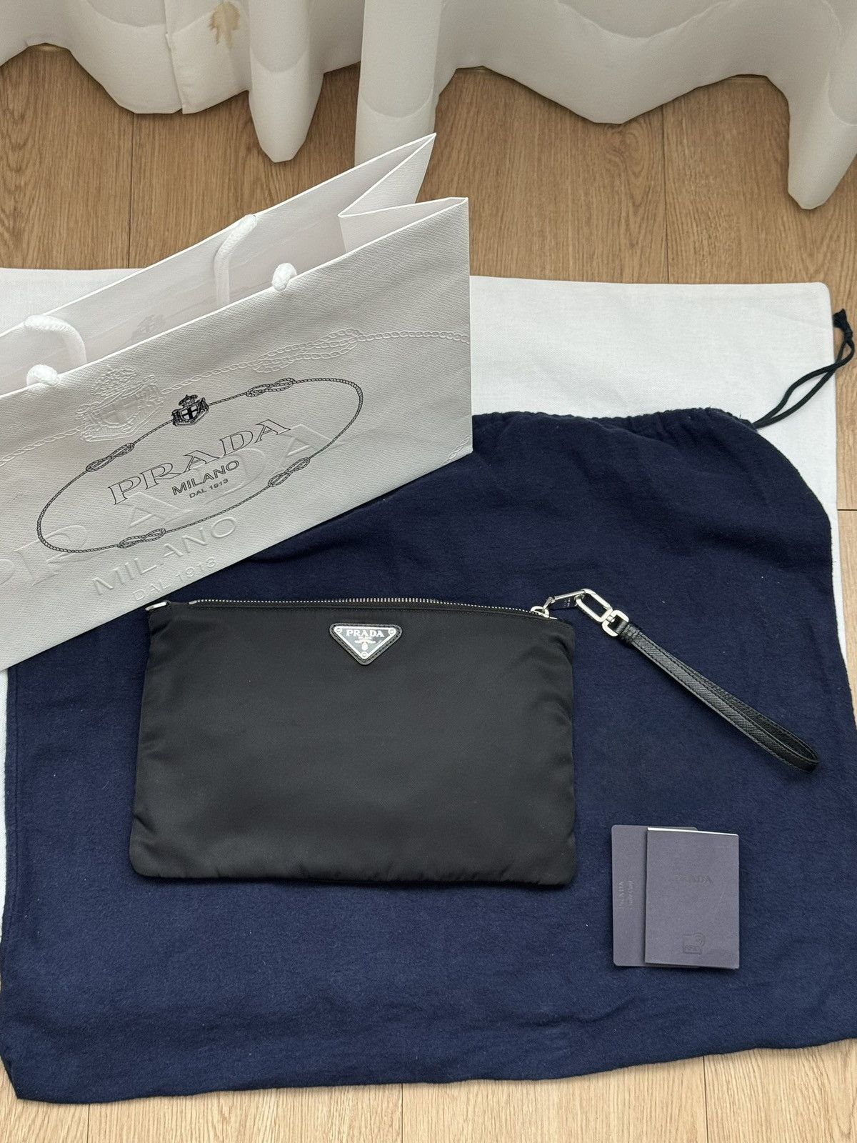 Prada Prada Re-Nylon & Saffiano Leather Pouch Black Size ONE SIZE - 1 Thumbnail
